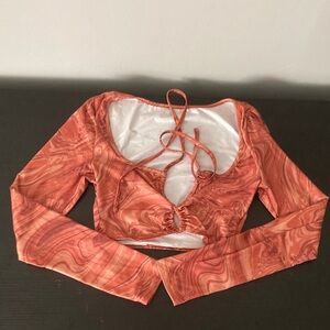 Swirl Pattern Long Sleeve Crop Top